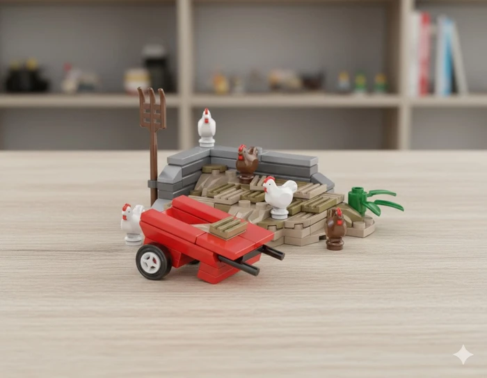 Kiddicraft BrickFarm Misthaufen mit Hühnern