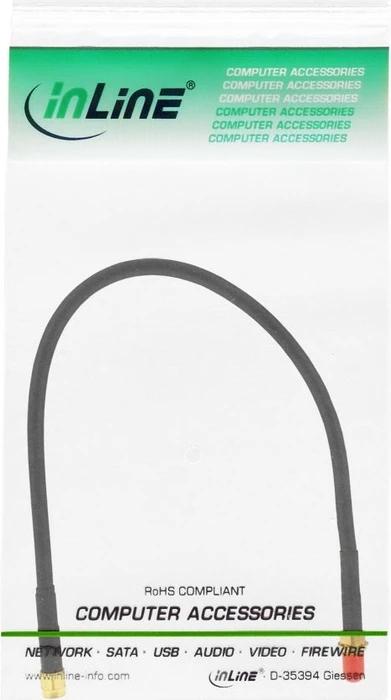 InLine Antennenkabel RP-SMA Stecker/RP-SMA Buchse, 0.3m, schwarz