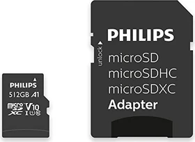 Philips microSDXC R80/W30 512GB Kit, UHS-I U1, A1, Class 10