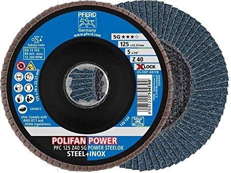 Pferd PFC 125 Z 40 SG POWER STEELOX/X-LOCK Fächerschleifscheibe K40, 125mm, 10 Stück