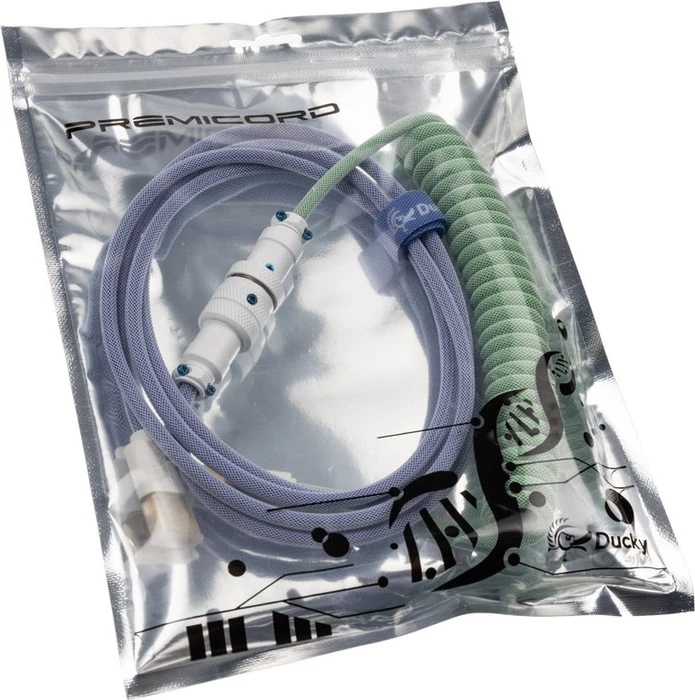 Ducky Premicord Spiralkabel USB-C auf USB-A, Tastaturkabel (Spiral-Textilkabel), 1.8m, Iris