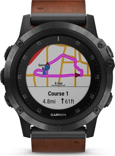 Garmin Fenix 5X Plus Sapphire grau mit Lederarmband