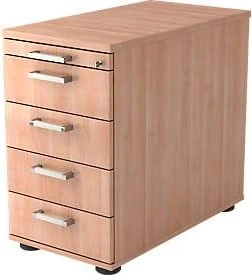 Chromgriff, nussbaum, Rollcontainer