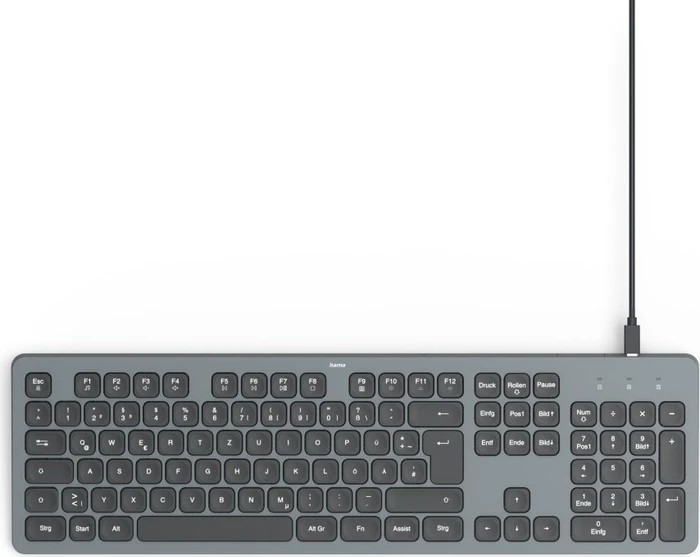 Hama CK-400 USB-Tastatur, schwarz/grau, LEDs weiß, USB, DE