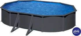 Gre QGre Steel Frame Pool oval 610x375x120cm anthrazit