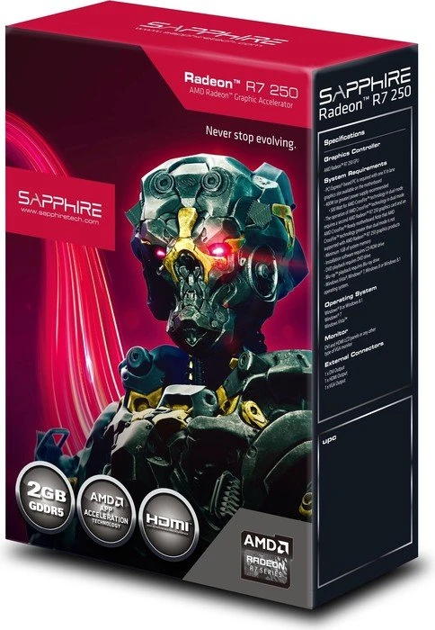 Sapphire Radeon R7 250, 2GB GDDR5, VGA, DVI, HDMI, lite retail