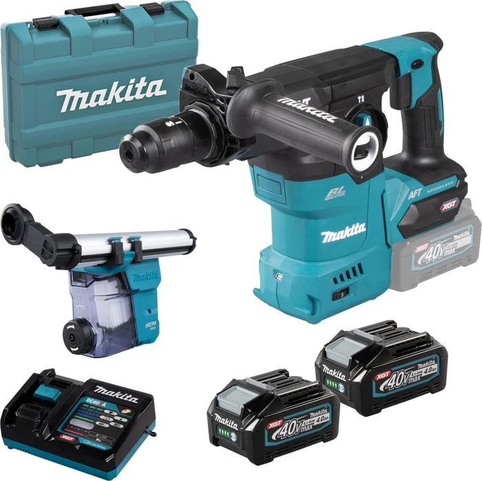 Makita HR009GM202 XGT Akku-Bohr-/Meißelhammer inkl. 2 Akkus 4.0Ah + Absaugeinheit