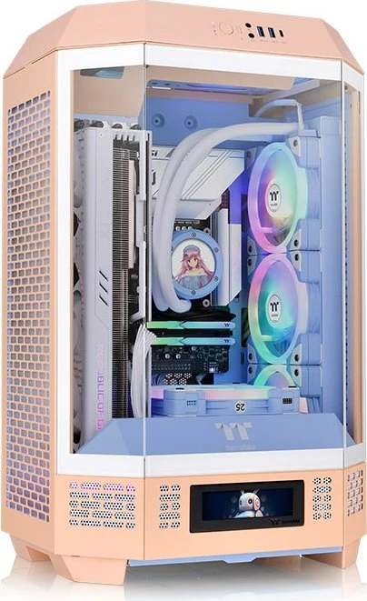 Thermaltake The Tower 300 Peach Fuzz, rosa, Glasfenster