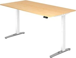 Hammerbacher Ergonomic Aktiv XBHM2E elektrisch höhenverstellbarer Sitz-Steh-Schreibtisch 200x100cm Ahorn/weiß