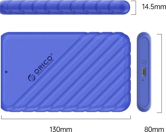 Orico 25PW1-C3, 2.5" HDD Enclosure, blau, 2.5", USB-C 3.0
