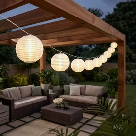 Globo Solar Lampion Gartenleuchte 10-flammig weiß