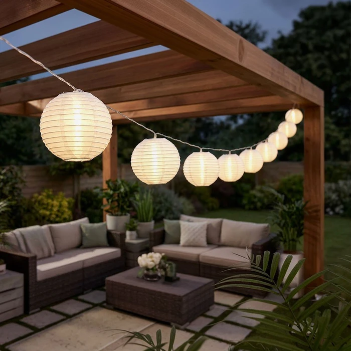 Globo Solar Lampion Gartenleuchte 10-flammig weiß