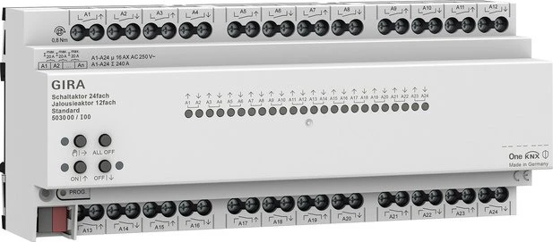 Gira KNX Schalt-/Jalousieaktor Standard 24-fach/12-fach, 16A, 12TE REG, Schaltaktor