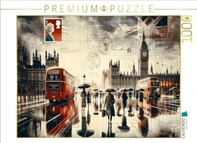 Calvendo Zeitlose Reflexionen: London im Regen durch das Auge der KI