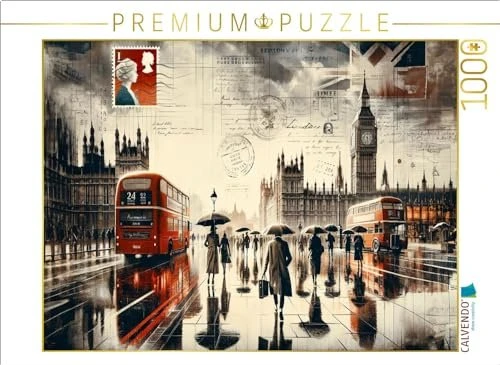 Calvendo Zeitlose Reflexionen: London im Regen durch das Auge der KI