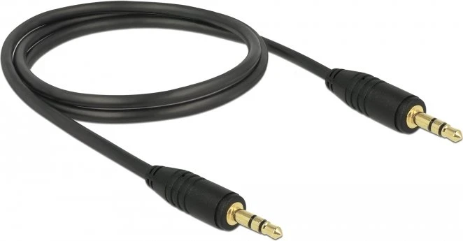 DeLOCK Klinkenkabel 3-Pin Stereo, 3.5mm Stecker auf 3.5mm Stecker, schwarz, 1.0m