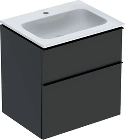 Geberit iCon Set Möbelwaschtisch/Unterschrank 60cm weiß, Korpus: lava/lackiert matt, Griff: lava/pulverbeschichtet matt