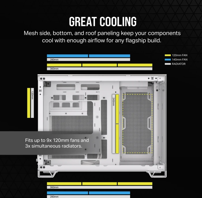 Corsair 2500X White/Satin Gray Aluminium, weiß/silber, Glasfenster