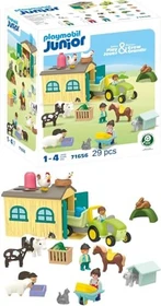 playmobil Junior Bauernhof-Abenteuer mit Traktor, Anhänger und tierischen