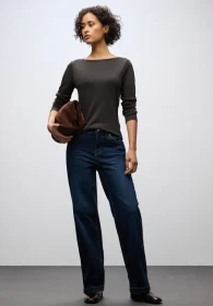 Street One Basic Shirt langarm darkest brown (Damen)