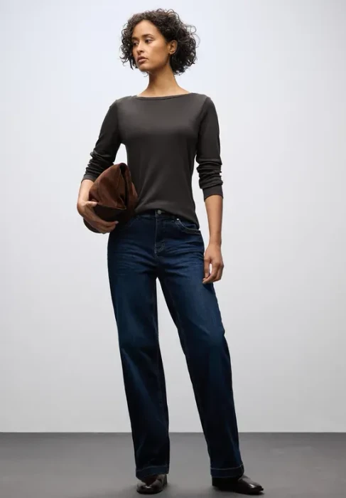 Street One Basic Shirt langarm darkest brown (Damen)