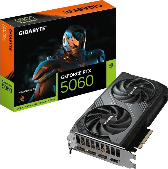 GIGABYTE GeForce RTX 5060 Windforce 8G, 8GB GDDR7, HDMI, 3x DP
