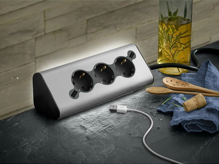 WMF Ambient Multi-Stecker Pro Edelstahl matt, 3-fach, 1.8m, edelstahl matt