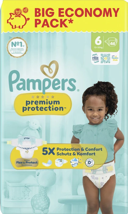 Pampers Premium Protection Gr.6 Einwegwindel, 13-18kg, 46 Stück