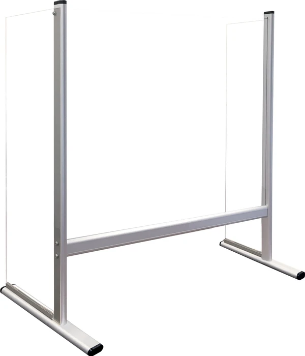 Franken Hygieneschutz Thekenaufsatz aus Acrylglas mit Seitenteilen, transparent/silber, 80x65cm (TAP8065S)