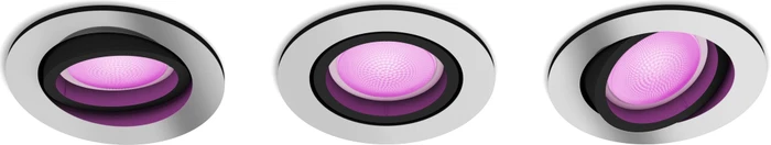 Philips Hue White and Color Ambiance Centura Einbauleuchte rund silber, 3 Stück