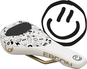 Ergon SM Downhill Comp Vali Höll Edition 120mm Sattel weiß/gold