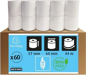 Exacompta 40347E Bonrolle Thermopapier, 57mm, 60 Rollen