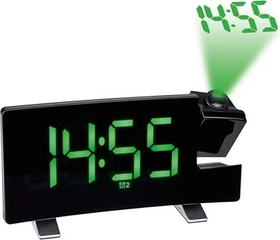TFA Dostmann Radio-Projektionswecker mit USB-Ladefunktion, grüne Leuchtziffern