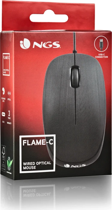 NGS Flame C Wired Mouse schwarz, USB-C