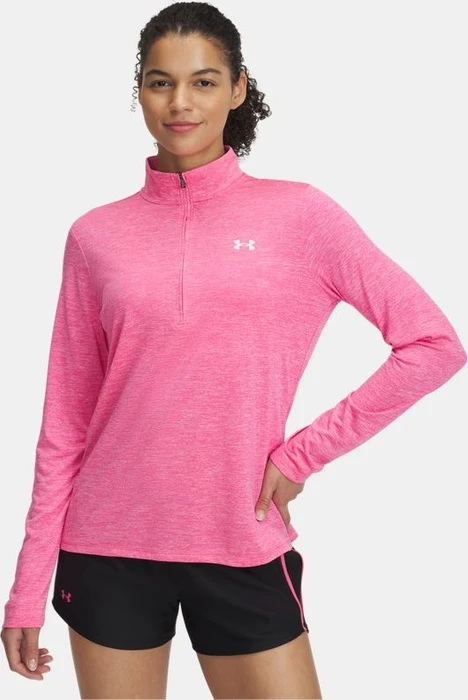 Under Armour Tech Twist Half Zip Funktionsshirt langarm super pink/white (Damen)