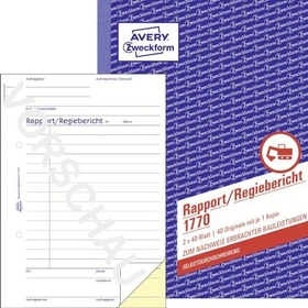 Avery-Zweckform Rapport/Regiebericht, A5, 40 Blatt
