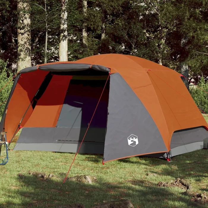 vidaXL 4 Personen Kuppelzelt grau/orange