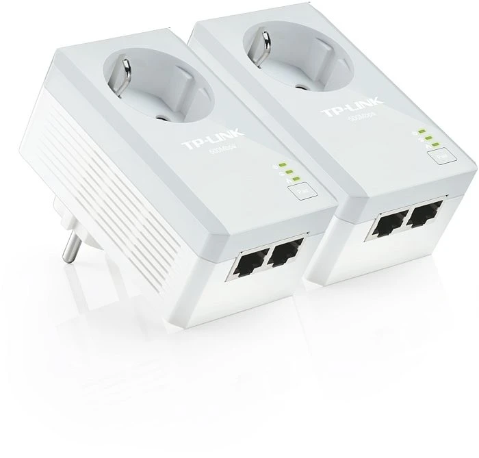 TP-Link Powerline AV600 Passthrough Starter Kit, HomePlug AV, 2x RJ-45, 2er-Pack