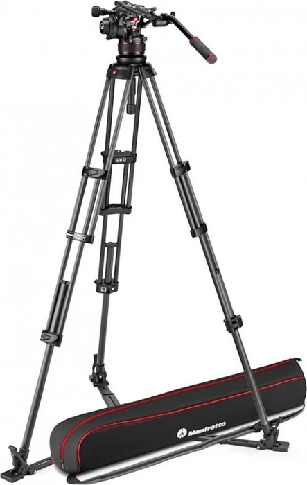 Manfrotto MVK612TWINGC Nitrotech 612 Carbon Video-Stativ mit Bodenspinne