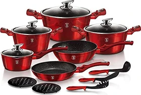 Berlinger Haus Metallic Line Kochgeschirr-Set burgundy, 15-tlg.