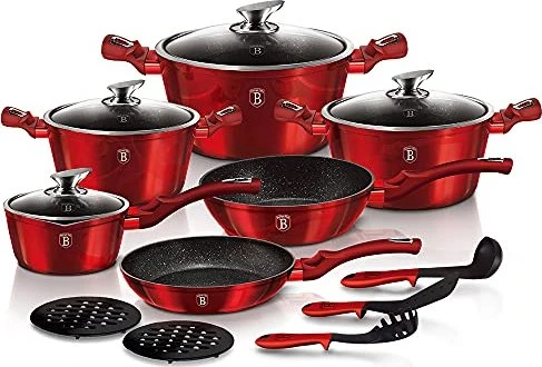 Berlinger Haus Metallic Line Kochgeschirr-Set burgundy, 15-tlg.