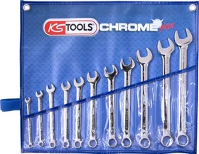 KS Tools CHROMEplus Ring-Maulschlüssel zöllig Schraubenschlüsselsatz inkl. Tasche, 11-tlg.