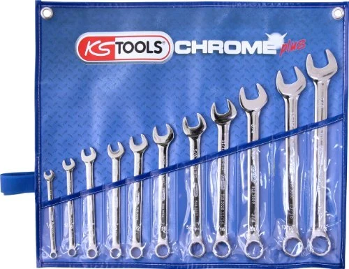 KS Tools CHROMEplus Ring-Maulschlüssel zöllig Schraubenschlüsselsatz inkl. Tasche, 11-tlg.