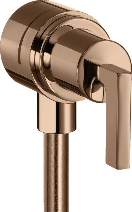 Hansgrohe Axor Citterio Wandanschluss Stop mit Rückflussverhinderer, Absperrventil und Hebelgriff polished red gold