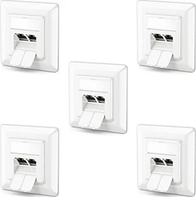 deleyCON CAT6a Netzwerkdose mit 2x RJ45 Buchse Geschirmt Unterputz Montage 10 Gbit weiß