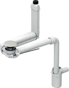 Geberit Waschbeckenablauf Raumsparmodell, schmale Ausführung, mit Hebelbetätigung und Ventilabdeckung, Abgang horizontal, für Geberit ONE Waschtisch Abgang vertikal, 40mm