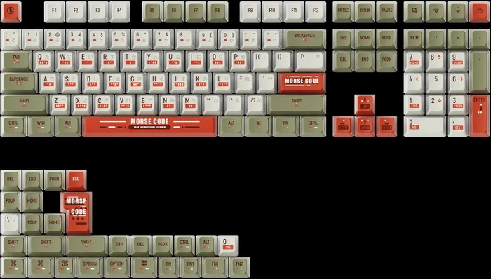 Keychron OEM Dye-Sub Full Set Keycap-Set Morse Code, Kunststoff (PBT), Morse Code, weiß/grün/rot, 137 Tasten, ANSI-US