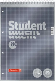 Brunnen Student Premium Collegeblock für Linkshänder, A4, Lineatur 28, anthrazit metallic, 80 Blatt, 5er-Pack