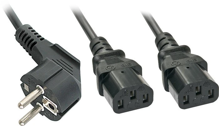 Lindy Schuko Stecker auf 2x Kaltgeräte C13 Y-Kabel 2m