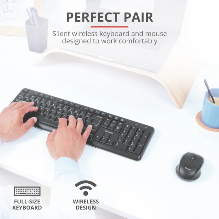 Trust Ody Wireless Silent Keyboard and Mouse Set, USB, DE